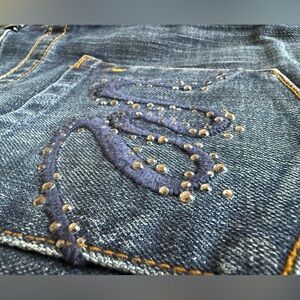 Vintage Y2K Zara Low Rise Denim Skirt Size 38 Rhinestone Back